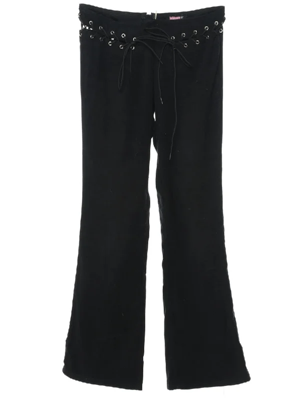 Holiday Sale Black Flared Leg Y2K Trousers - W30 L31