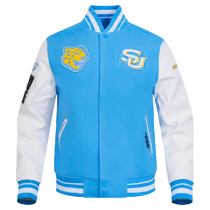 Shop Now SOUTHERN UNIVERSITY CLASSIC RIB WOOL VARSITY JACKET (UNIVERSITY BLUE/WHITE) Shop Now SOUTHERN UNIVERSITY CLASSIC RIB WOOL VARSITY JACKET (UNIVERSITY BLUE/WHITE)