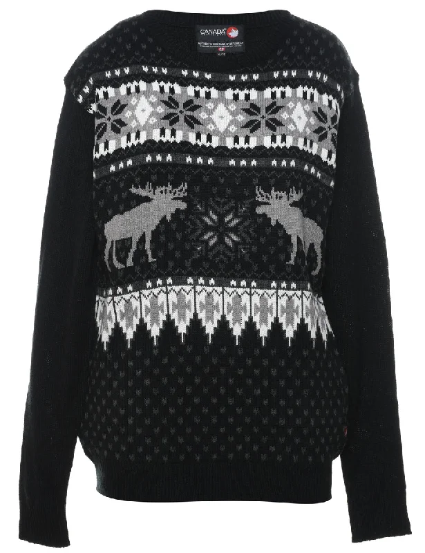 Black Nordic Jumper - XL