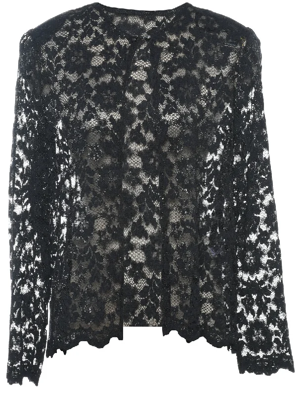 Instant Discount Black Lace Evening Jacket - M