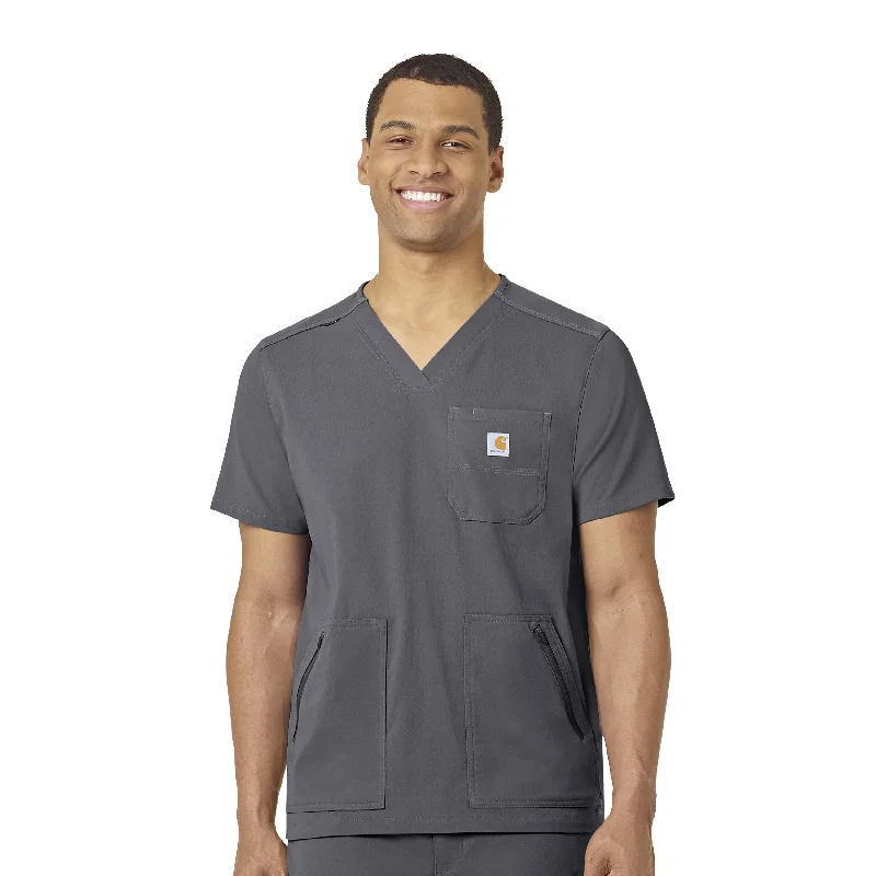 Limited Time Offer Carhartt Rugged Flex Peak Men's 5-Pocket V-Neck Scrub Top - Pewter