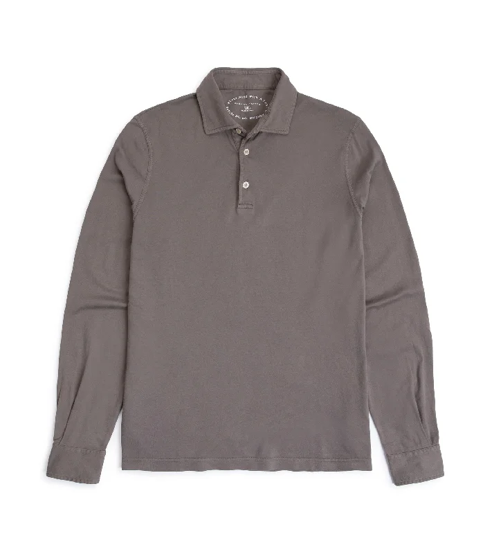 New Deals Fedeli Jersey Polo: Brown Grey