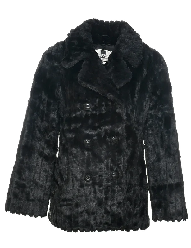 Today’s Deal Black Faux Fur Coat - L