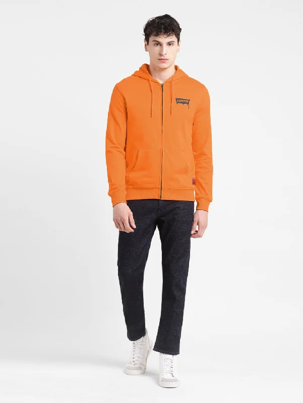 Weekend Deals You Can't Resist Men's Solid Orange Hooded Sweatshirt