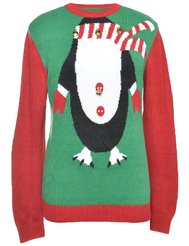 Weekend Specials You Can't Miss Beyond Retro Reworked Christmas Jumper With Bells - M