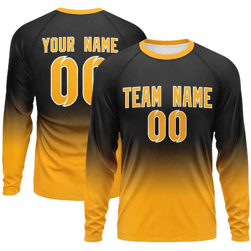 Today’s Deal Custom Black-Yellow Gradient Fashion Design Long Sleeve Performance T-Shirt