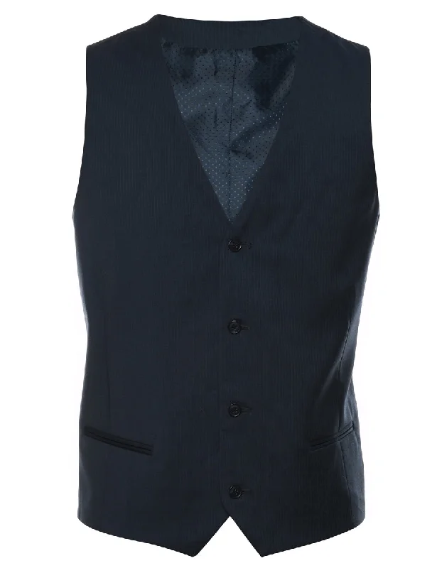 Black Pinstriped Waistcoat - L