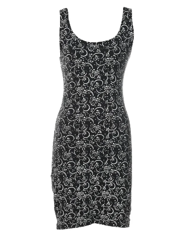 Buy More, Save More Black Floral Print Bodycon Dress - S