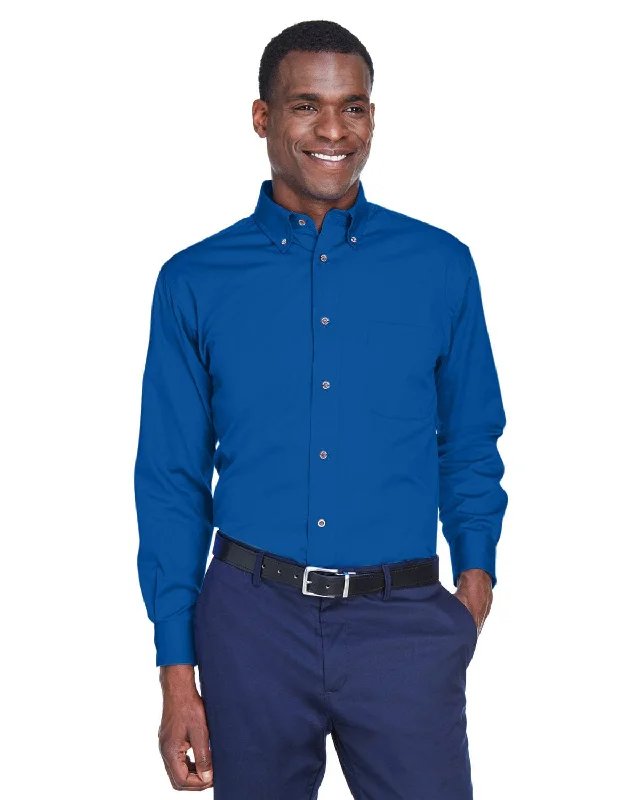Celebrate the Weekend with Discounts Harriton Long Sleeve Stain-Release Twill Shirt | French Blue