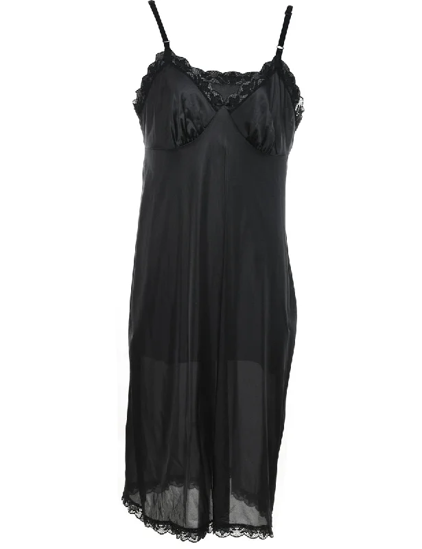 Great Deal Black 1990s Sheer Slip Dress - L
