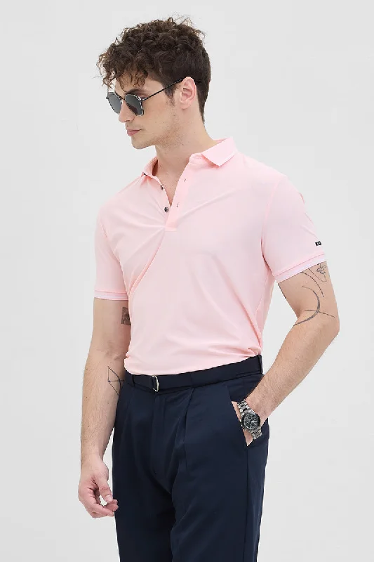 Weekend Bargains to Cherish Light Pink Technical Stitchless Polo T-Shirt