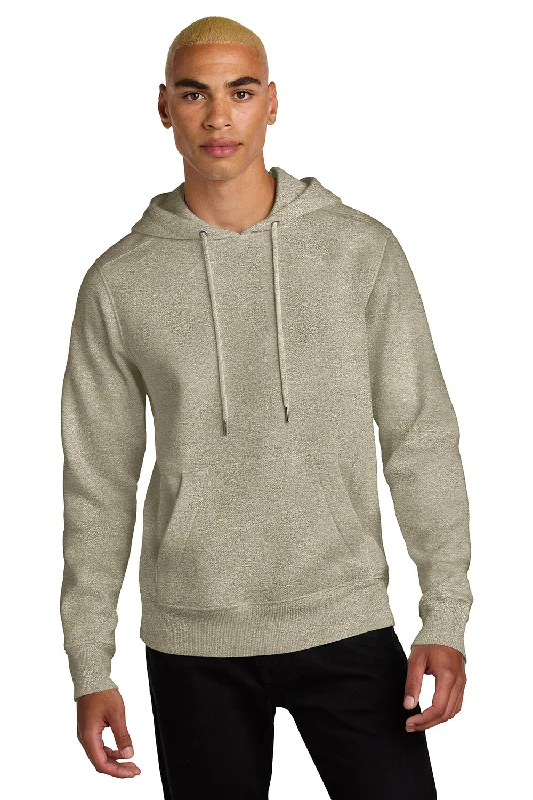 District Mens Perfect Weight Fleece Hooded Sweatshirt Hoodie w/ Pouch Pocket - Heather Latte Brown