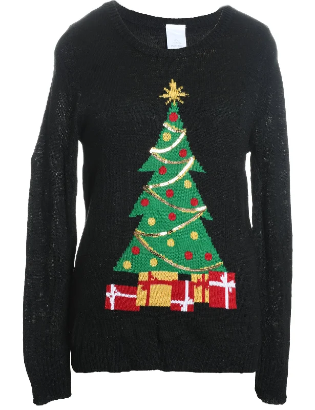 Weekend Discounts to Enjoy Black Christmas Jumper - L